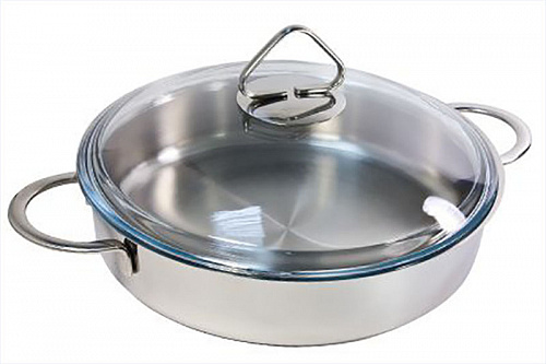 Сковорода глубокая 24 см ВСМПО-Посуда 220224 Стекло