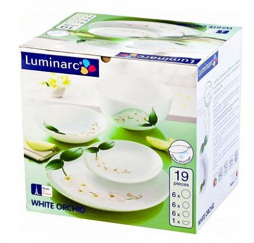 Столовый набор 19 предметов Luminarc P6434 White Orchid