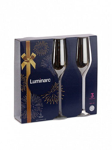 Набор бокалов для шампанского Сияющий графит 160 мл, 3 шт Luminarc P8273 Celeste