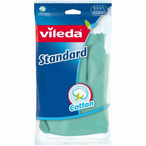 Перчатки резиновые с внутренним хлопковым напылением L Vileda 146267 Standard