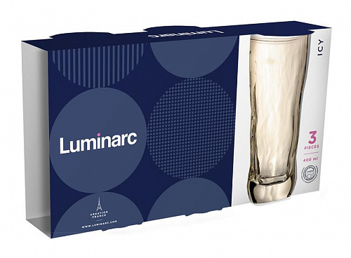 Набор стаканов высоких 400 мл Золотой мед 3 шт Luminarc Q2853 Icy
