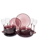 Набор столовый 16 пр с бокалами для вина Luminarc O0236 Вулкан Лилак