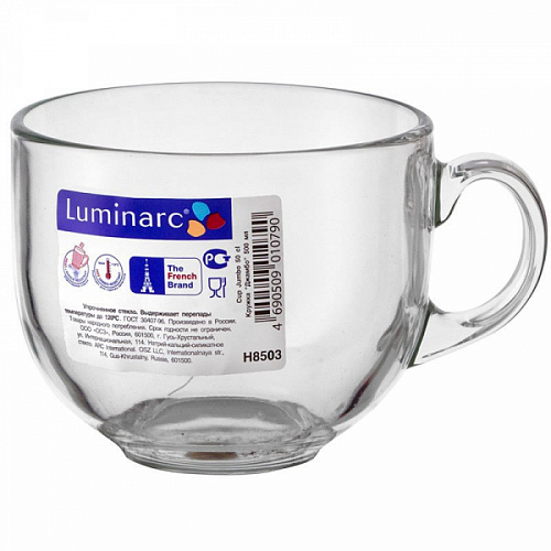 Кружка ДЖАМБО (бульонница) прозрачная 500мл Luminarc H8503 