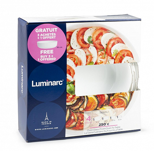 Набор блюд для запекания 4 шт (18 см, 22 см, 26 см, 30 см) Luminarc N7649 ДИВАЛИ