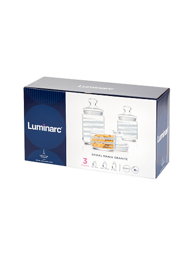 Набор банок для продуктов  3 пр 0.5 л / 0.75 л / 1 л BRUSH MANIA GRANITE Luminarc Q6026 