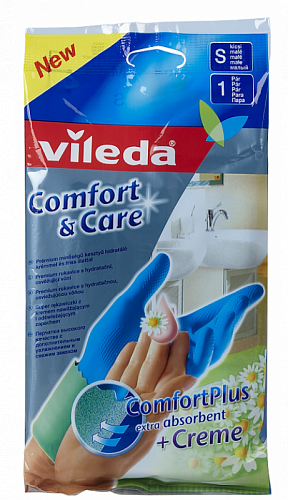 Перчатки Комфорт с кремом для чувствительной кожи рук S Vileda 146262 