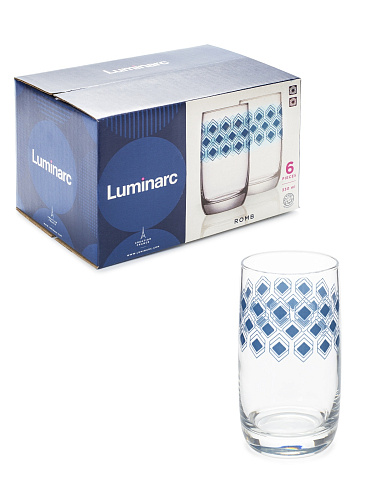 Набор стаканов 6 шт 330 мл высокие Luminarc SO0029 Ромб Топаз