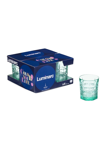 Набор стаканов бирюзовый 4 шт / 300 мл низкие Luminarc O0133 ДАЛЛАС